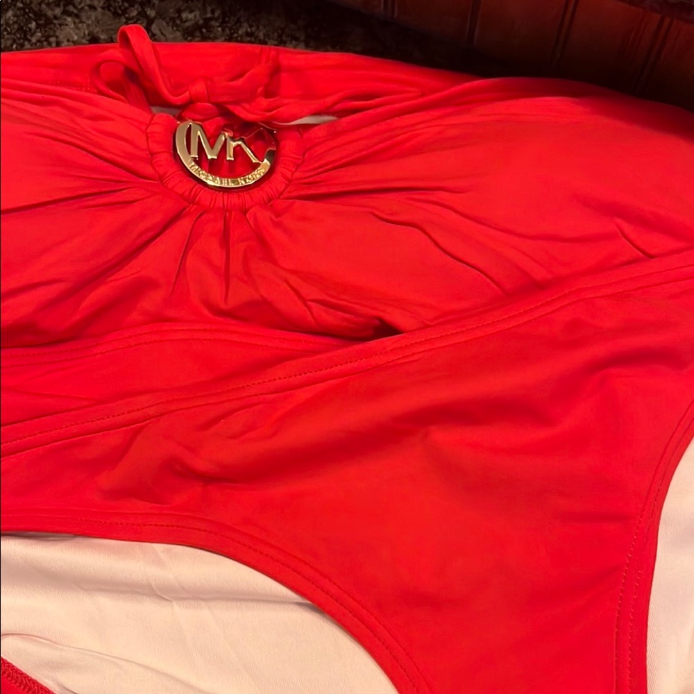 Michael Kors Vibrant Red Swimwear with Gold Accent